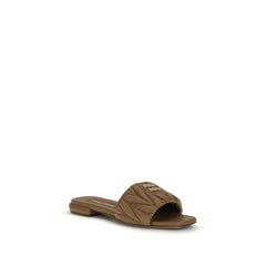Beige Calf Leather Bos Taurus Flat Sandals