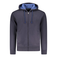 Blue Cotton Men's Hooded Sweatshirt