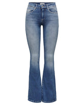 Blue Cotton Flared Jeans
