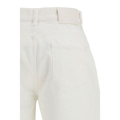 Beige Cotton Straight-Leg Jeans