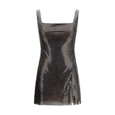 Silver Polyester Cocktail Dress