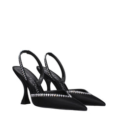 Black Satin Stiletto Heel Sandals