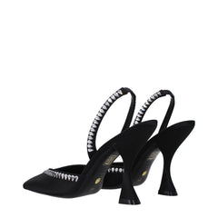 Black Satin Stiletto Heel Sandals