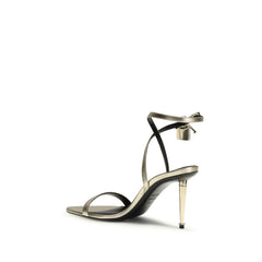 Gold Calf Leather Bos Taurus Stiletto Heel Sandals