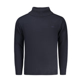"Blue Acrylic Men Sweater Turtleneck"
