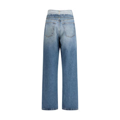 Blue Cotton Straight-Leg Jeans