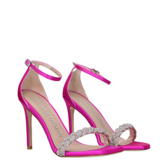 Pink Satin Stiletto Heel Sandals