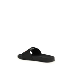 Black Polyurethane Sandals
