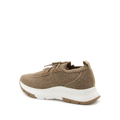 Brown Fabric Athletic Sneakers