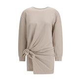 Beige Cotton Casual Dress
