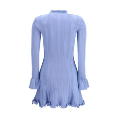 Blue Viscose Casual Dress