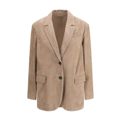 Beige Calf Leather Bos Taurus Coat