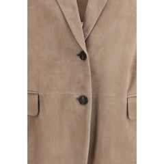 Beige Calf Leather Bos Taurus Coat