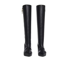 Black Calfskin High Heel Boots