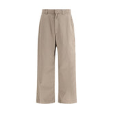 Beige Cotton Casual Pants