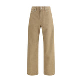 Beige Cotton Straight-Leg Jeans