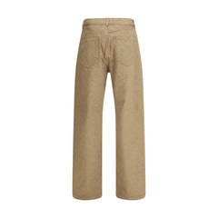 Beige Cotton Straight-Leg Jeans