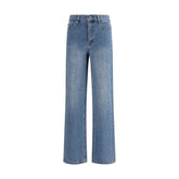Blue Cotton Straight-Leg Jeans