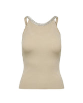 Beige Nylon Elastane Tank Tops