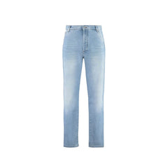 Blue Cotton Straight-Leg Jeans