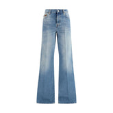 Light Blue Cotton Flared Jeans