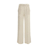 Beige Silk Casual Pants
