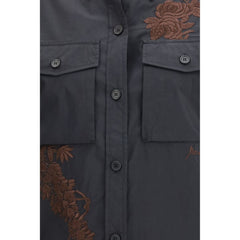 قميص قطني أسود مزخرف