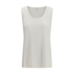 White Linen Sleeveles T-Shirt