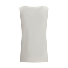 White Linen Sleeveles T-Shirt