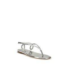 Silver Calf Leather Bos Taurus Flat Sandals