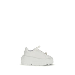 White Calf Leather Bos Taurus Platform Sneakers