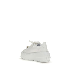 White Calf Leather Bos Taurus Platform Sneakers