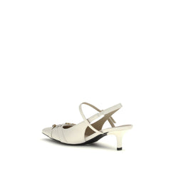White Calf Leather Bos Taurus Mid Heel Pumps