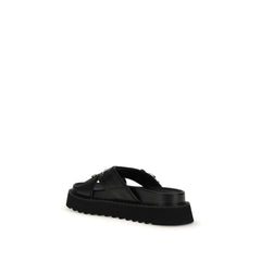 Black Goatskin Platform Sandals