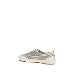 Beige Cotton Low Top Sneakers