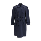 Blue Polyester Trench Coat