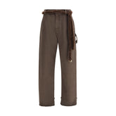 Brown Cotton Casual Pants
