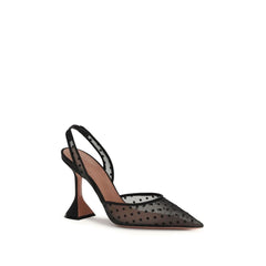 حذاء بكعب عالٍ من البوليستر الأسود