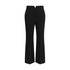 Black Fleece Wool Flared Pants