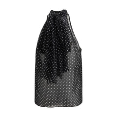 قميص أسود من الحرير بنقشة