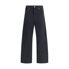 Black Cotton Straight-Leg Jeans