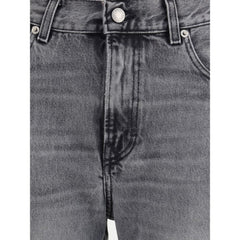 Black Cotton Straight-Leg Jeans