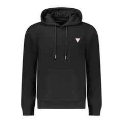 Black Cotton Men Sweatshirt Slim Fit Hooded