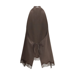 بلوزة حريرية بنية اللون