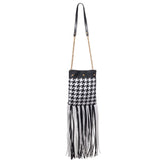 Black And White Leather And Textile Shoulder Bag