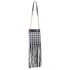 Black And White Leather And Textile Shoulder Bag