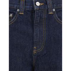 جينز قطني أزرق بقصة واسعة