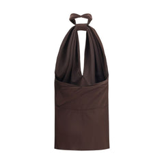 Brown Acetate Sleeveles T-Shirt