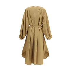 فستان كاجوال من القطن باللون البيج