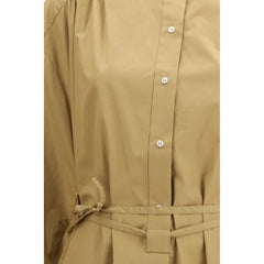 فستان كاجوال من القطن باللون البيج